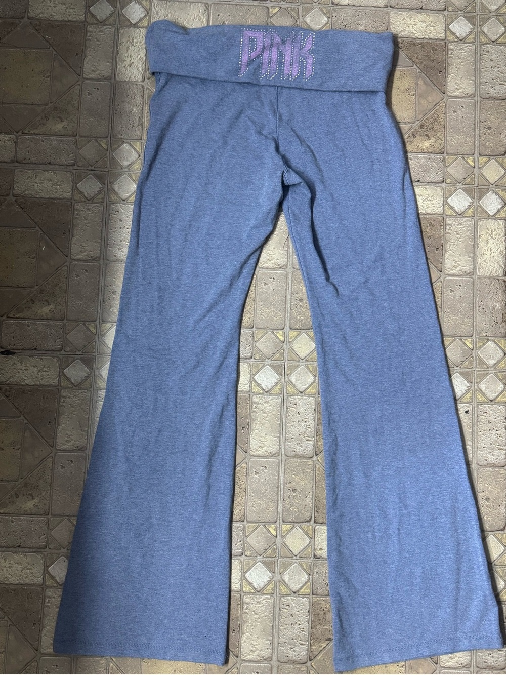 Victoria's Secret PINK Heathered Lavender Fold-Over Waist Lounge Pants